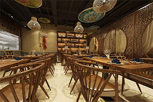 600復古式餐廳裝修設計全景效果圖