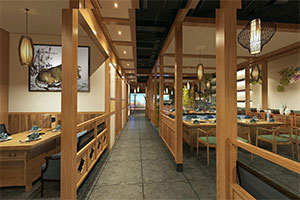 800方中式火鍋店裝修設計全景效果圖